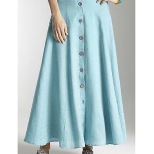 JJill turquoise linen button front skirt